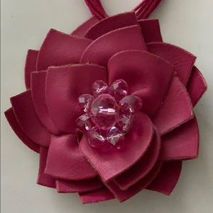 Pink flower necklace and earrings set